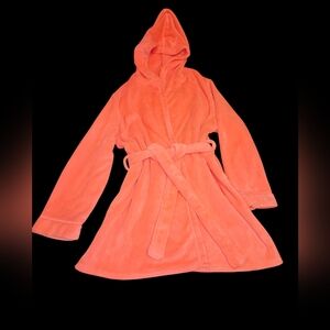 Xhilaration L/XL Bright Coral Hooded Fleece Robe